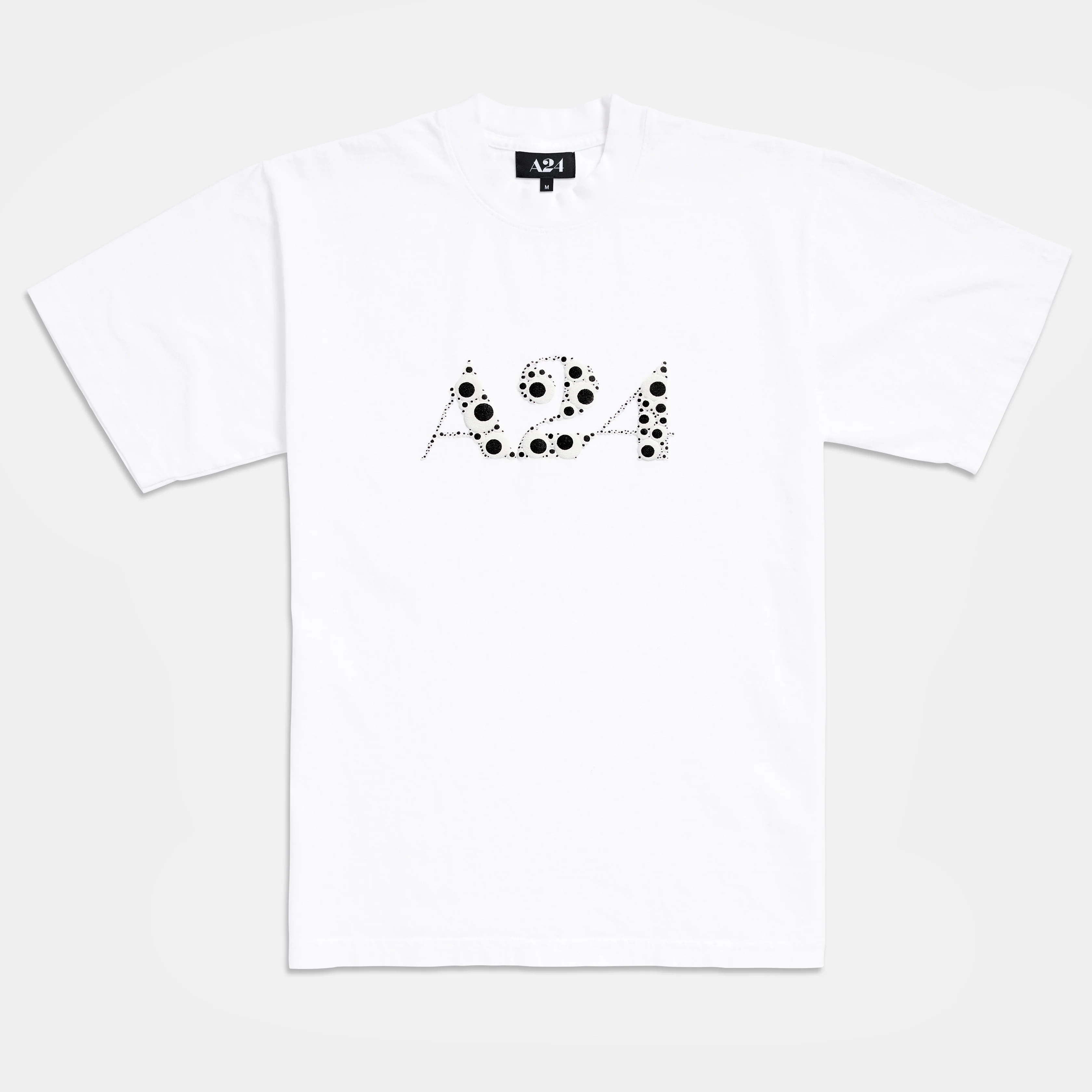 White Googly Eye Puff Print Logo Tee