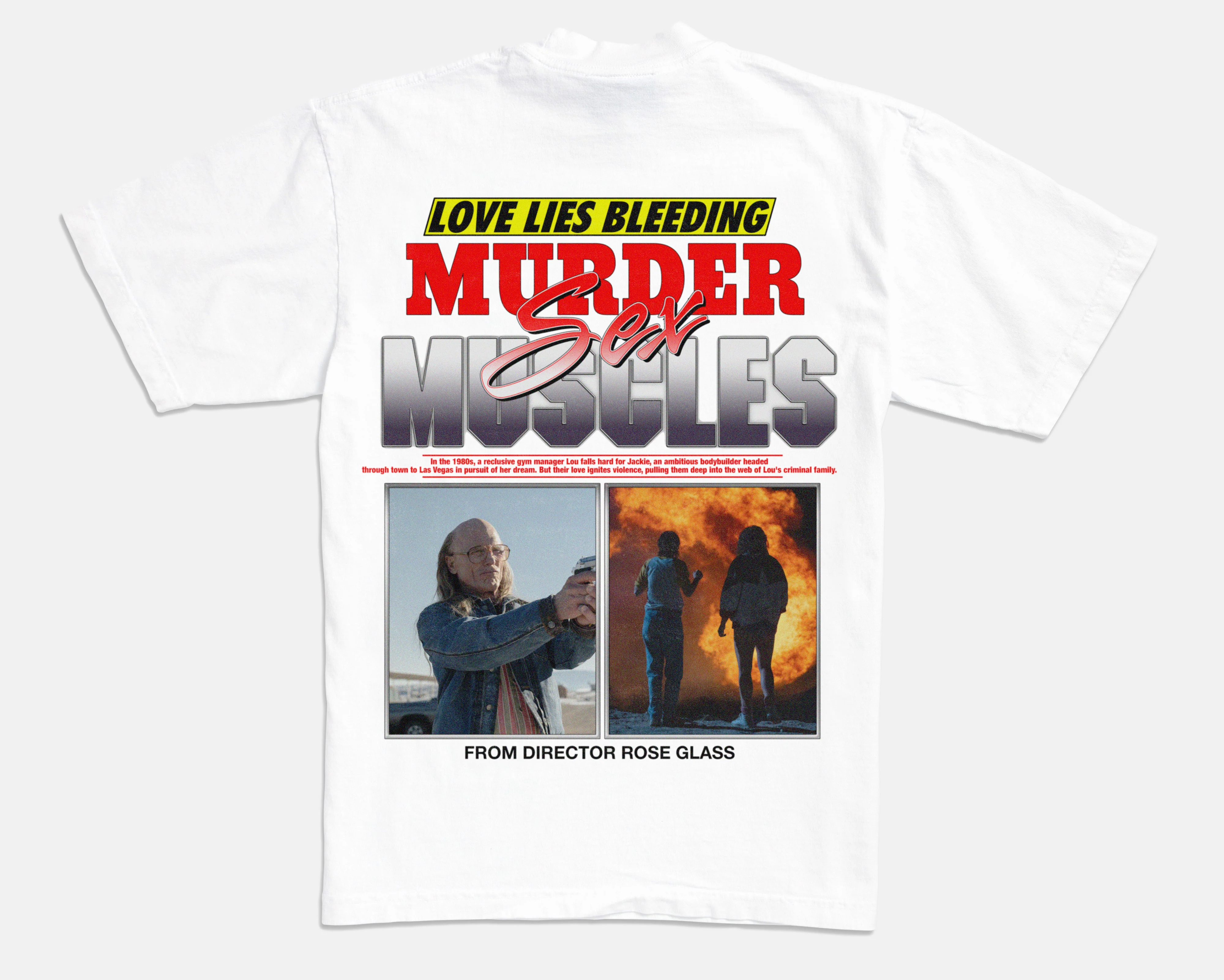 Online Ceramics x Love Lies Bleeding Sex, Murder, Muscles Tee - Image 2